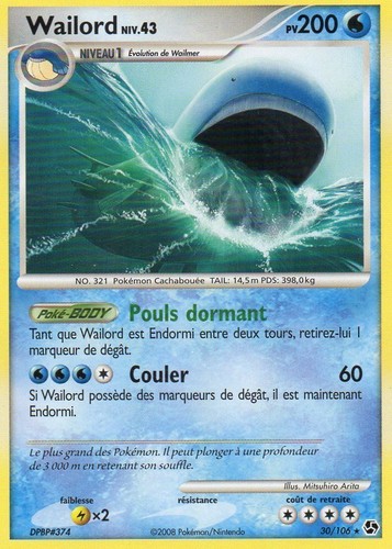 Wailord 200pv 106 carte - wailord,