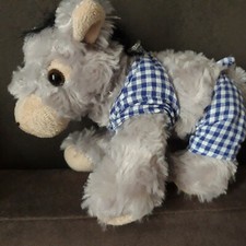 V2 /Peluche Doudou Ane Gris Marque Roda Culotte Bleue Vichy Tbe Long 18 H 15cm