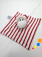 Doudou Plat/Mouchoir Carré Vache Beige Blanc Rouge Rayé Cornes - Armor Lux Iffig