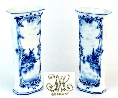 Paire vases delft - paire, peint