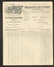 PARIS (IV°) USINE de MANTES (78) STORES en BOIS "BALLAUFF PETITPONT" en 1932