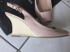 Sandales escarpins EMPORIO ARMANI pt  40 cuir verni nude talons raffia