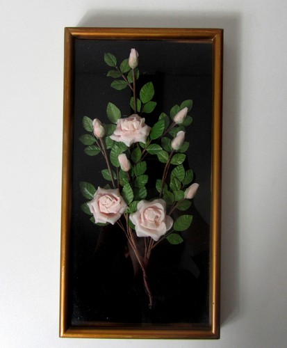 Cadre relief roses tissu - cadre,