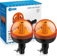 Gyrophare 2X LED 3 Modes Eclairage Etanche Anti-Poussière Routier Camion  Orange