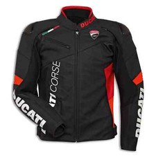 Veste en cuir de course de moto noire pour hommes Ducati Corse C6 sur mesure