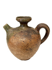 Cruche chevrette gargoulette grés partie vernissée art populaire poterie potier
