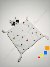 Doudou Plat/Mouchoir Carré Raton Laveur Blanc Gris Noir Empruntes - Vertbaudet