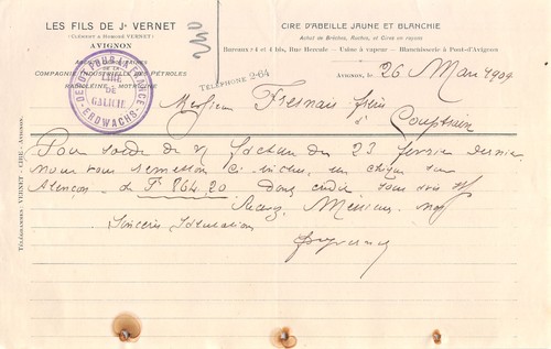 1909 cire abeille jaune - d,