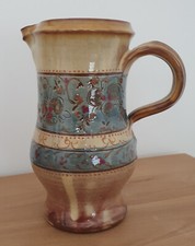 Pichet ou pot ou vase céramique beige décor bleuté Gatineau