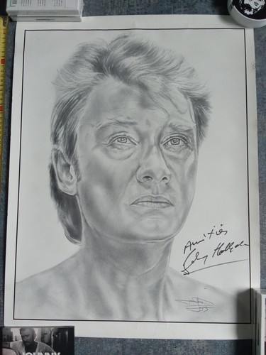 Johnny hallyday affiche dessin - affiche,