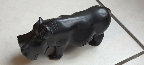 Statuette hippopotame bois - statuette, en
