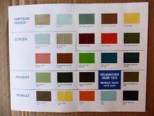 nuancier peinture voiture 1973/74, renault 16, citroen dyane, peugeot 504 ...