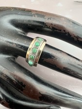 Bague bandeau vers 1900/ 1920 argent Vermeil Turquoises Vintage Ancien Poinçon