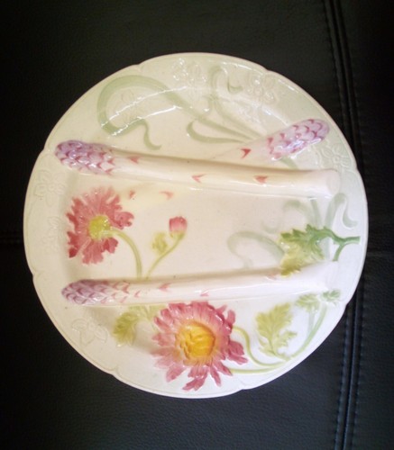 Assiette asperges barbotine - assiette,
