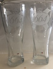 Lot de 2 verres à bière Kronenbourg 1664 neuf 50 cl pinte Jérôme Hatt.