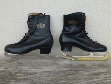 PATINS A GLACE CUIR DUKLA Tchecoslovaquie Vintage lame CORTINA