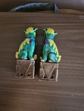 Vintage Chinese Foo Dogs – Paire de Chiens de Fo en céramique émaillée, Chine...