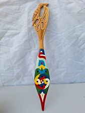 pagaie tembée en bois artisanat Guyane sculpté perroquet.Oceanic art carved