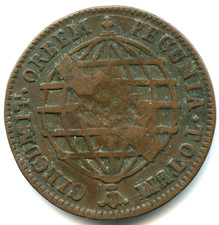 RARE , Portugal 10 Réis contremarqué sur une 5 Réis 1786 (1809) Lisbonne n°3975