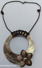 Collier en nacre argent et vrai perle de Tahiti antique costume jewelry necklace