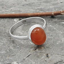 Bague En Pierre De Cornaline En Argent Sterling 925 Cadeau De Noël Bijoux Us 6