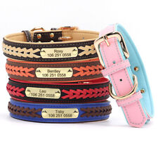 Cuir Collier de chien personnalisé Nom Graver Réglable Rembourré 5 Couleur S-2XL