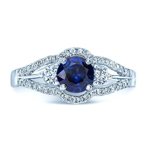 Rond saphir diamant bague - rond,