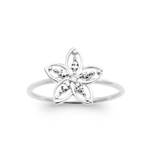Bague petale ajourée oxydes