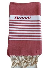 DRAP DE PLAGE,FOUTA 102 X 192 CM NEUVE RAYURES TON ROSE 100 % COTON BRODE BRANDT