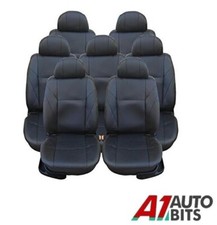 Set Complet Noir Look Cuir 7x Siège Housses Pour 7 Sièges Voiture Van Auto