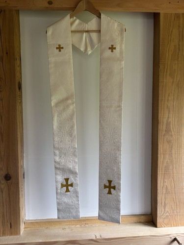 étole liturgique blanche - liturgique,