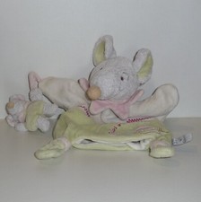 Doudou Souris Doudou et Compagnie - Blanc vert - Etat moyen