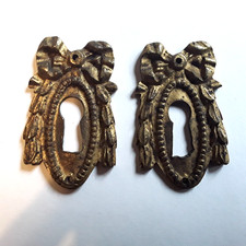 2 entrées de clef serrure ancienne en bronze_ MEUBLE BUREAU LOUIS XVI