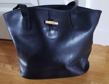 LONGCHAMP Sac à main Cabas Roseau en Cuir Bleu Marine 