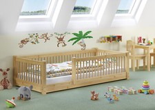 Lit d'enfant bas lit de sol pin naturel 80x180 parc pour enfants en bas âge