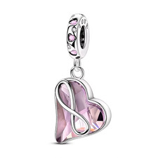 Pendentif breloque rose argent coeur femmes infini femmes zirconium fête...