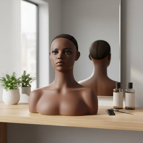 Tête modèle pvc noire - tête,