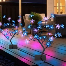 Lampe Solaire Jardin Lumière Extérieure Déco Terrasse LED Arbre Fleurs Coloré 2x