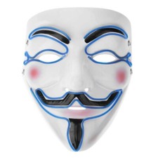 Masque led Anonymous bleu V for Vendetta Guy Fawkes Cosplay déguisement adulte 