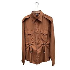 Jean Paul Gaultier  Vintage Brown Built-in Striped Suspenders Shirt Size 16/ 41