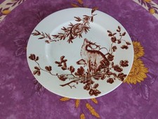 Biscuitier Faience de Bordeaux Jules Vieillard Service Gibier Cerf Sépia 22,5cm