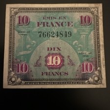 Billet 10 Francs « Drapeau » 1944 – Émis en France – Série 76624849
