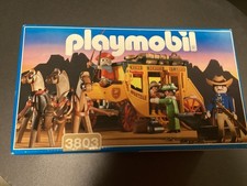 PLAYMOBIL vintage western diligence cocher voyageurs set 3803 de 1994 / boîte