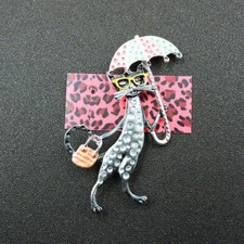  broche  chat métal argenté