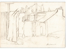 dessin au crayon, Montmartre Paris, par E. Phelipeau années 20