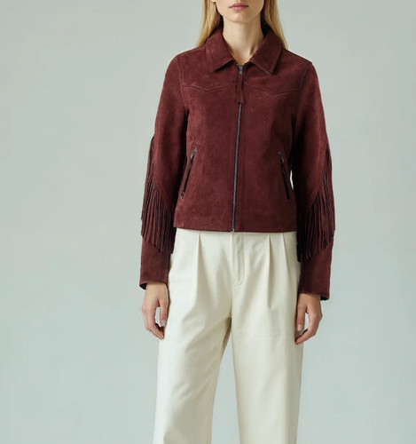Veste cuir franges daim - veste,