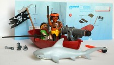 Playmobil 5137 Barque des pirates -COMPLET- canon / requin / chaloupe / caraïbes