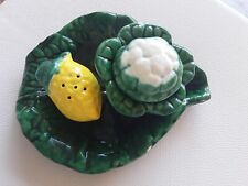 Serviteur  3 pièces  barbotine chou VALLAURIS  salière  moutardier