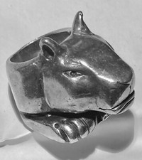Bague Tête de Panthère   en argent signée Marc Deloche - bijou d' artiste