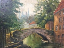 Tableau Huile Sur Carton Peinture 1930 Vue De Village Signé Dubois  Painting